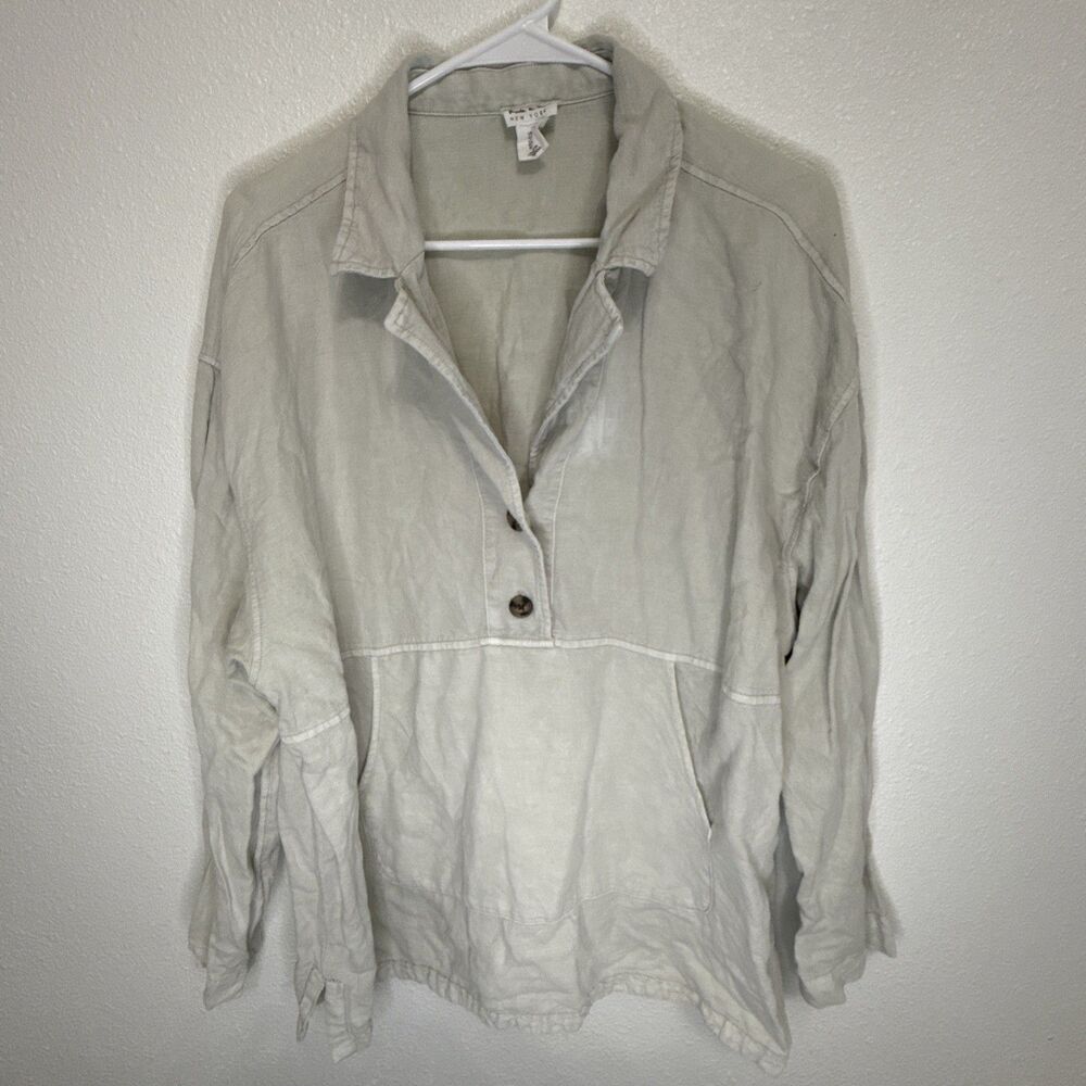 Nicole Miller Linen Top XL Lyocell Green